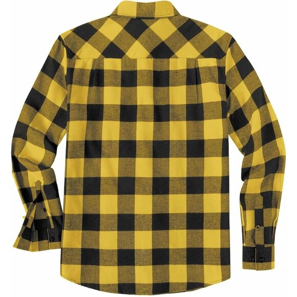 Buffalo Black Yellow Men Flannel  Long Sleeve Plaid  Button Up Shirt Jacket - Picture 7 of 7